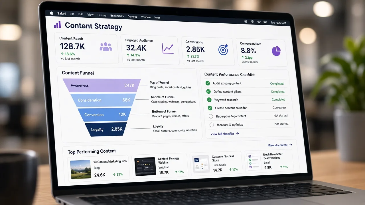 Content strategy dashboard