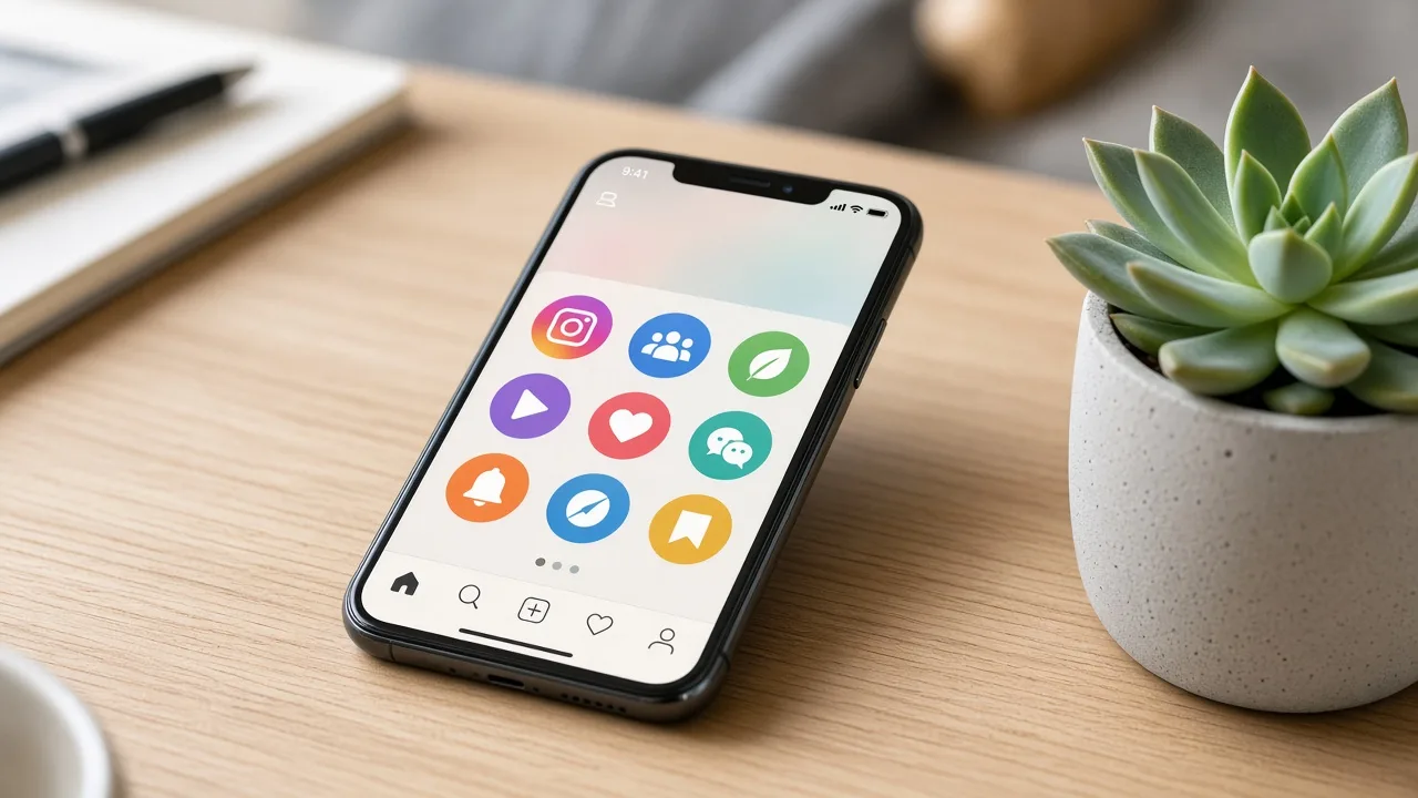 Social media apps on a smartphone