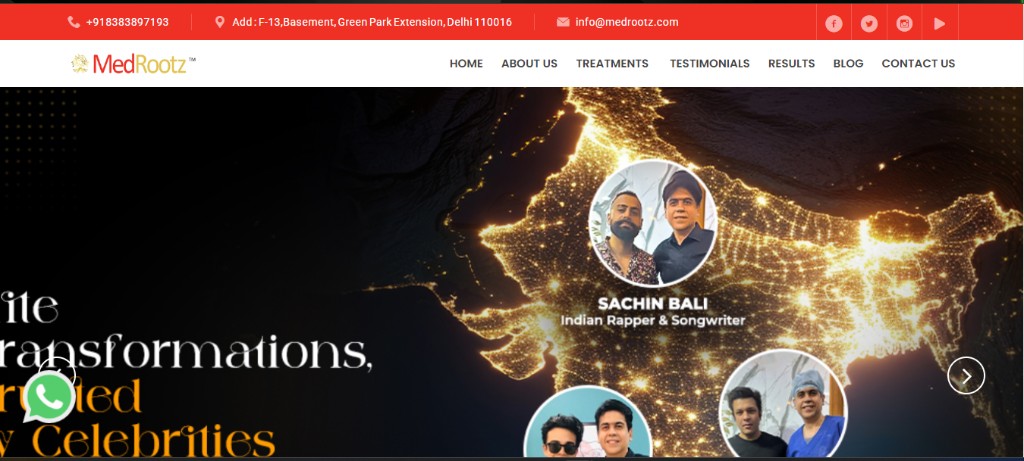 MedRootz hair transplant clinic website preview
